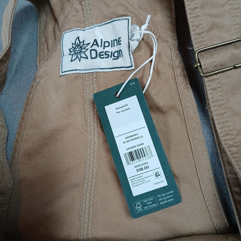 NWT Alpine Design Women's Workwear Overalls Size Large Sahara Sand Relaxed Fit - Picture 5 of 8